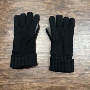 J.Crew Black Wool and Leather Gloves O/S